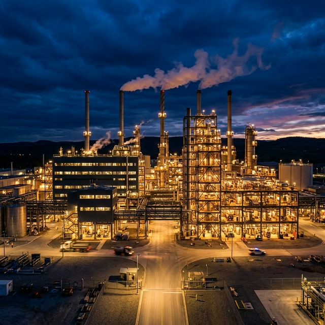Industrial facility at dusk
